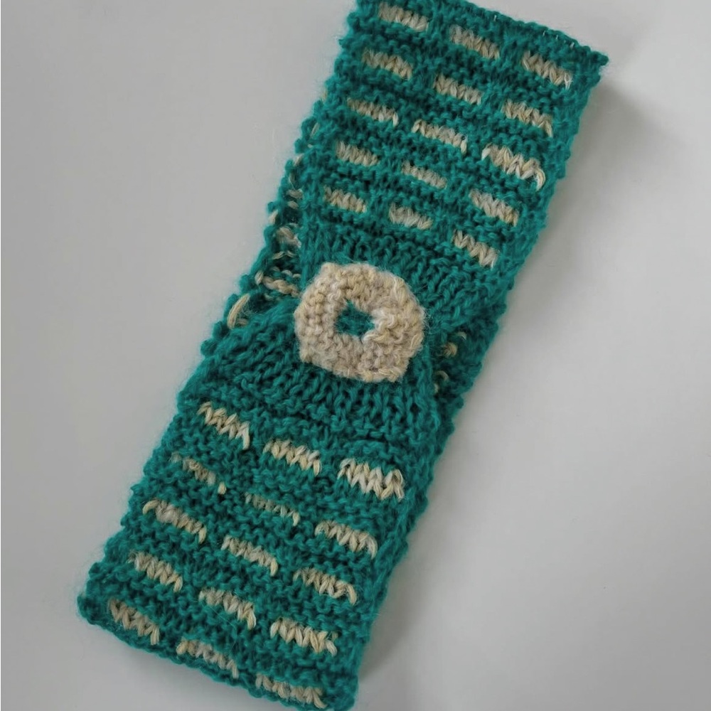 Handmade Teal and Cream Crochet Neck Warmer